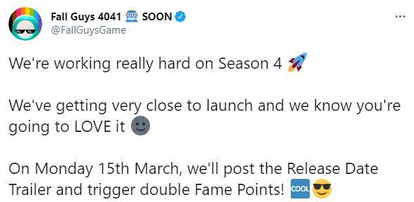 《糖豆人》3月15日公布第四赛季预告将开启双倍声望 未来将加入账号系统、跨平台游戏